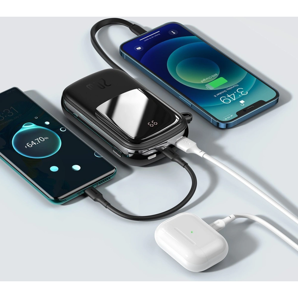 Hurtownia GSM - Powerbank Baseus Qpow 20000mAh, IP, USB, USB-C, 22W s kabelem Lightning (černý) - BSU2784BLK - {ean13} - Hurt