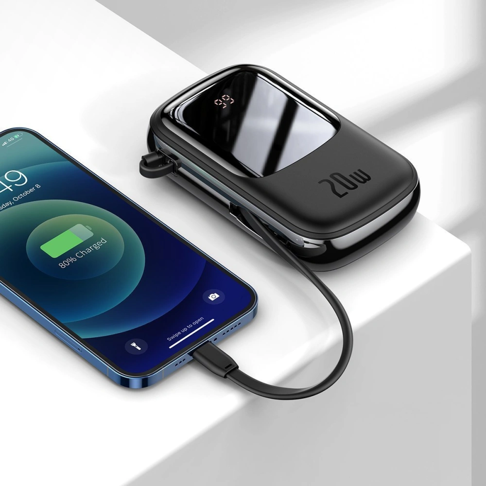 Hurtownia GSM - Powerbank Baseus Qpow 20000mAh, IP, USB, USB-C, 22W s kabelem Lightning (černý) - BSU2784BLK - {ean13} - Hurt