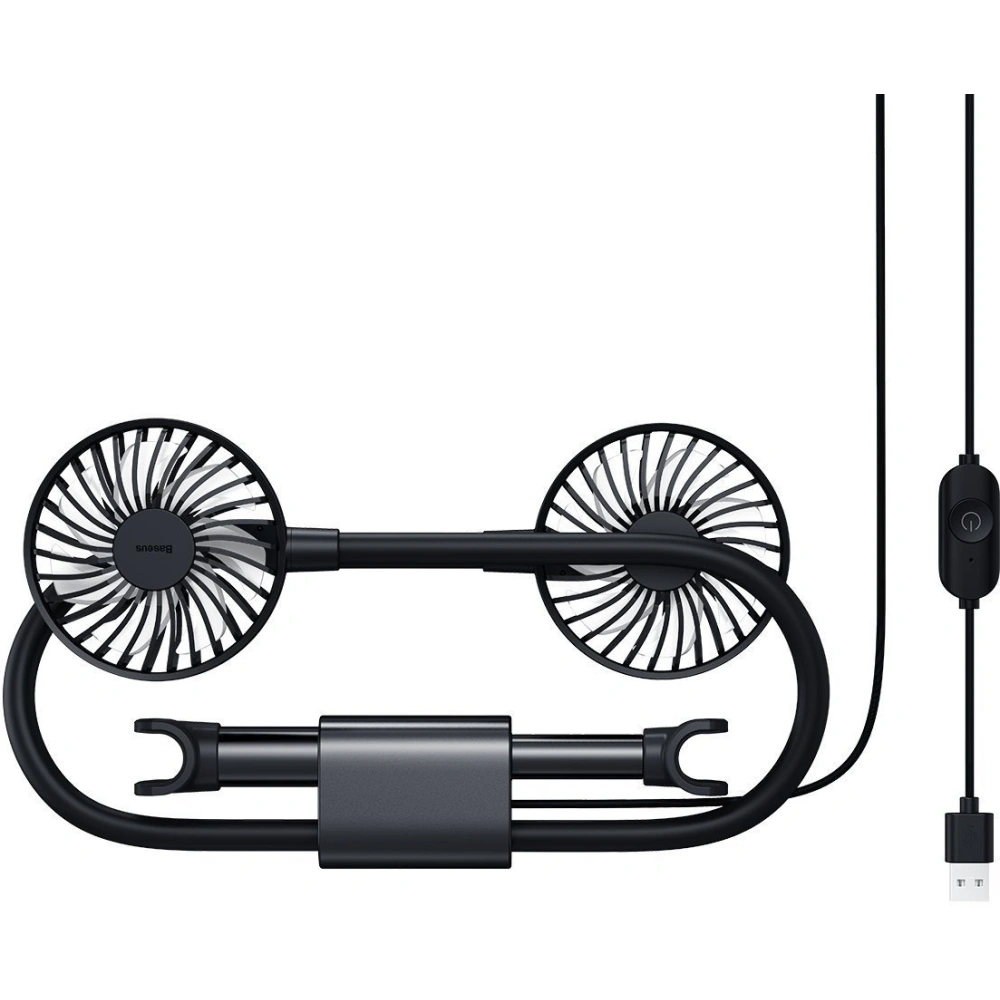 Hurtownia GSM - Automobilový ventilátor / větrák Baseus Blustery na opěrku hlavy, USB (černý) - BSU2787BLK - {ean13} - Hurt