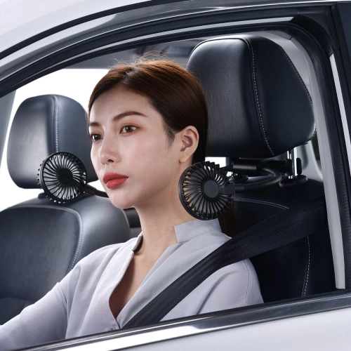 Samochodowy wentylator / wiatrak Baseus Blustery na zagłówek, USB (czarny)