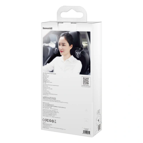 Samochodowy wentylator / wiatrak Baseus Blustery na zagłówek, USB (czarny)