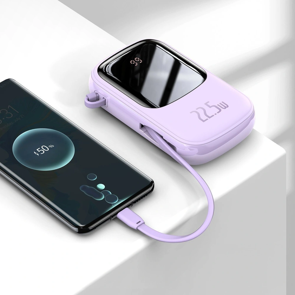 Wholesale Baseus Q pow Digital Display Power Bank 20000mAh, IP, USB, USB-C, 22.5W with Type-C Cable (morado) - BSU2788PRP - {ean13} - Hurt