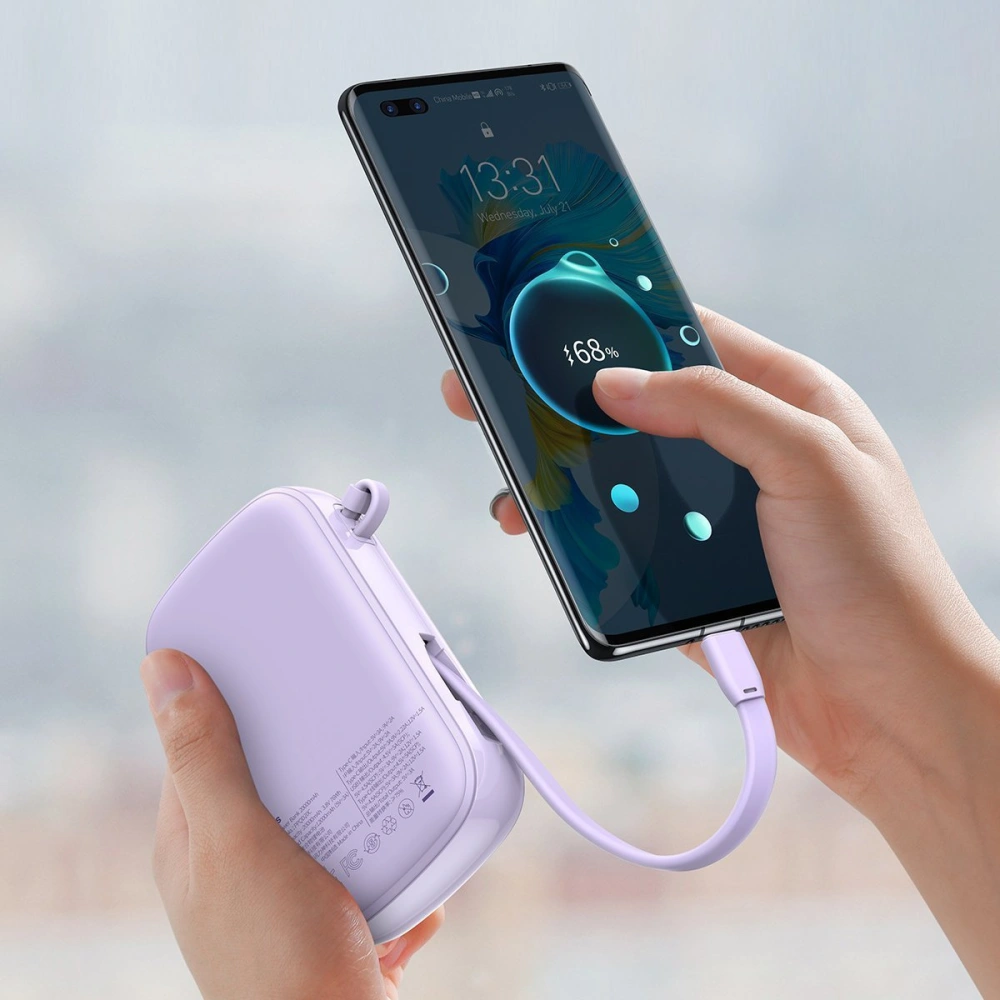 Wholesale Baseus Q pow Digital Display Power Bank 20000mAh, IP, USB, USB-C, 22.5W with Type-C Cable (morado) - BSU2788PRP - {ean13} - Hurt