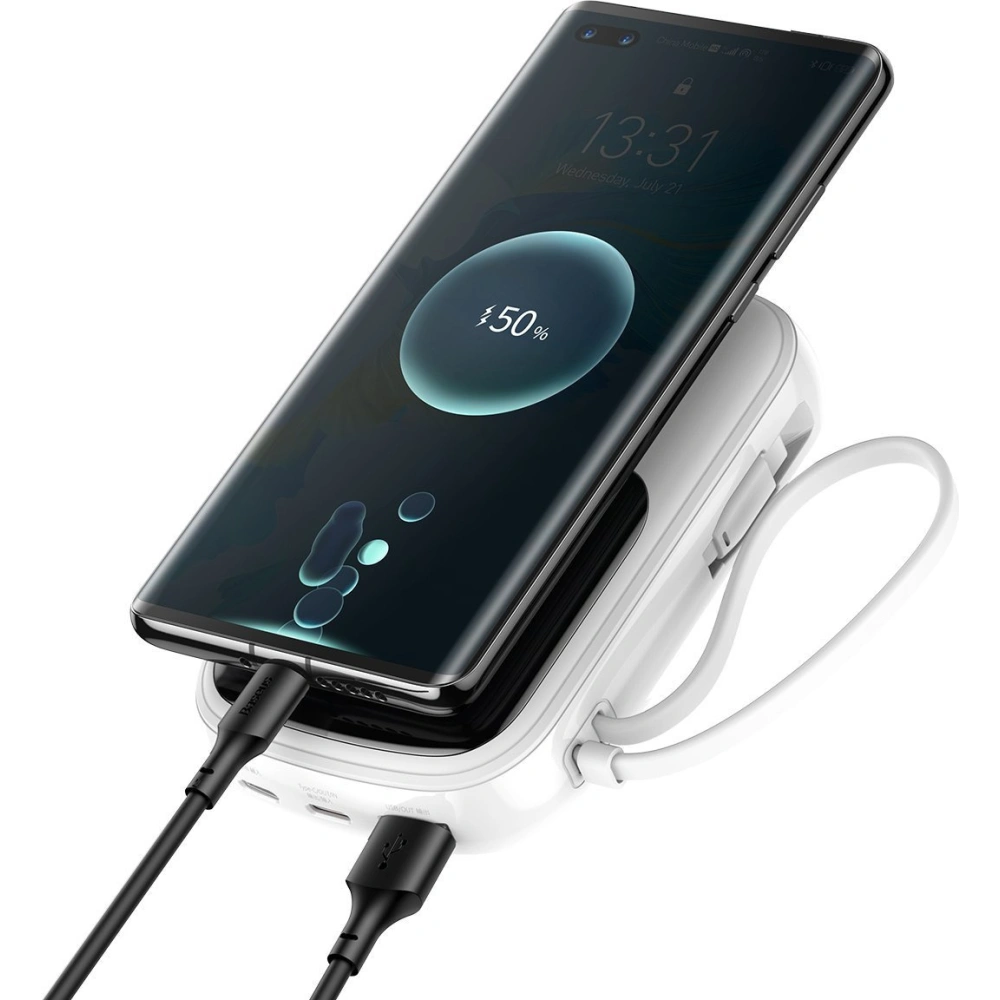Wholesale Baseus Q pow Digital Display Power Bank 20000mAh, IP, USB, USB-C, 22.5W with Type-C Cable (white) - BSU2789WHT - {ean13} - Hurt