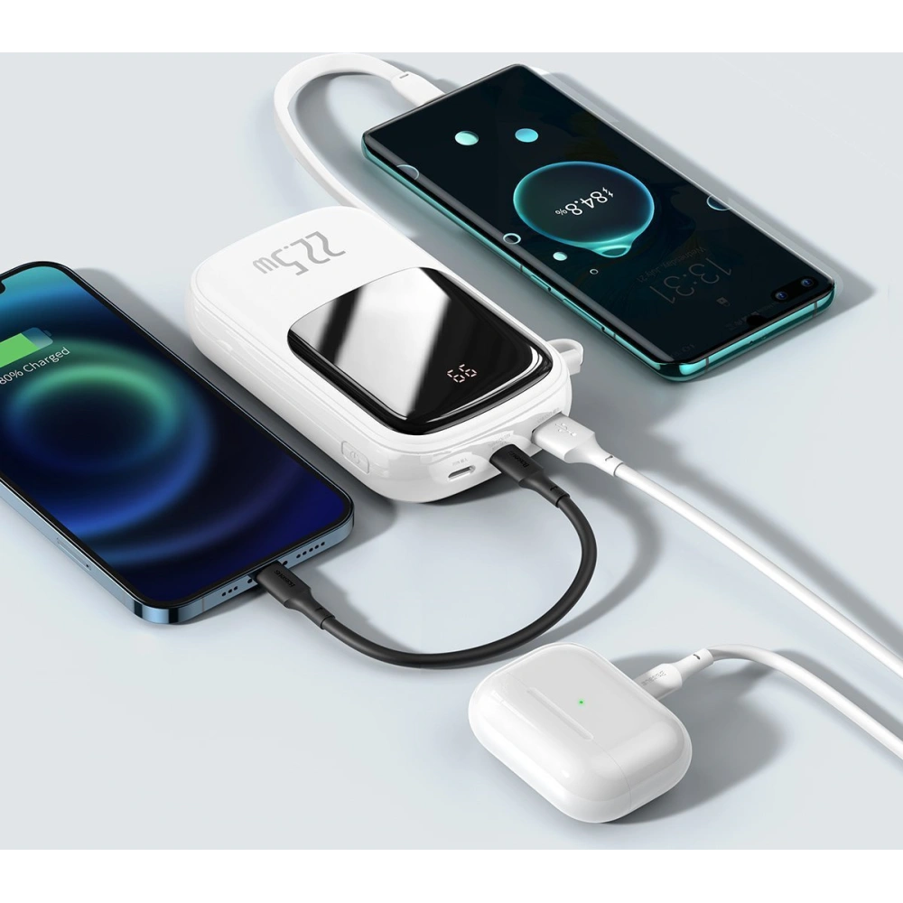 Hurtownia GSM - Powerbank Baseus Qpow 20000mAh, IP, USB, USB-C, 22.5W s kabelem USB-C (bílý) - BSU2789WHT - {ean13} - Hurt