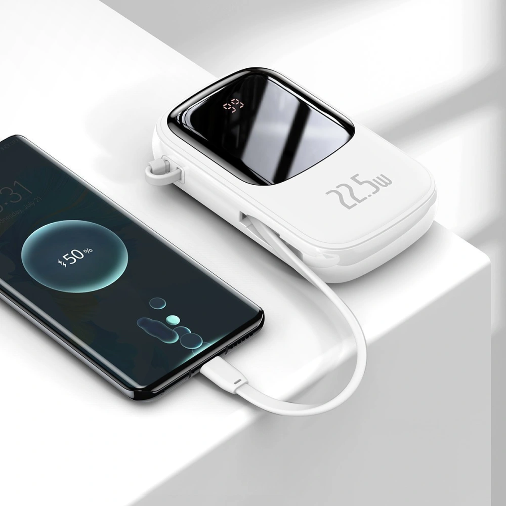 Hurtownia GSM - Powerbank Baseus Qpow 20000mAh, IP, USB, USB-C, 22.5W s kabelem USB-C (bílý) - BSU2789WHT - {ean13} - Hurt