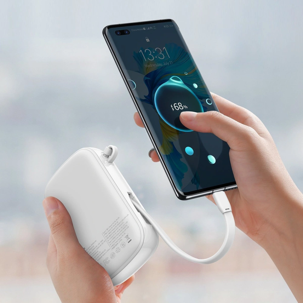 Hurtownia GSM - Powerbank Baseus Qpow 20000mAh, IP, USB, USB-C, 22.5W s kabelem USB-C (bílý) - BSU2789WHT - {ean13} - Hurt