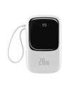 Powerbank Baseus Qpow 20000mAh, IP, USB, USB-C, 20W s kabelem Lightning (bílý)