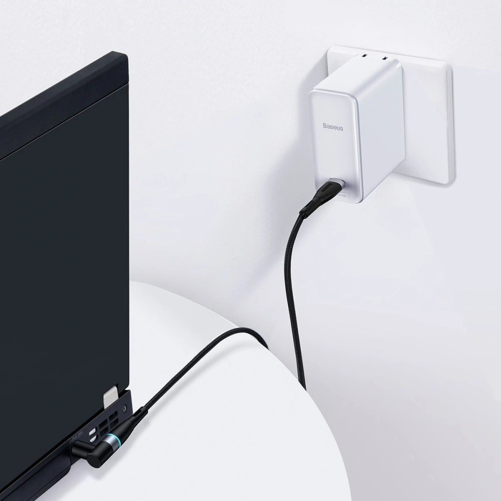 Hurtownia GSM - Magnetický kabel Baseus Zinc Magnetic, USB-C na konektor DC 7,9x5,5mm, 100W, PD, 2m, úhlový (černý) - BSU2794BLK - {ean13} - Hurt