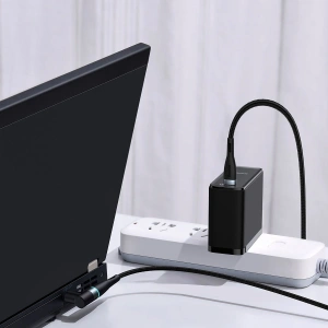 Hurtownia GSM - Kabel magnetyczny Baseus Zinc Magnetic, USB-C do wtyk DC 7,9x5,5mm, 100W, PD, 2m, kątowy (czarny) - BSU2794BLK - {ean13} - Hurt