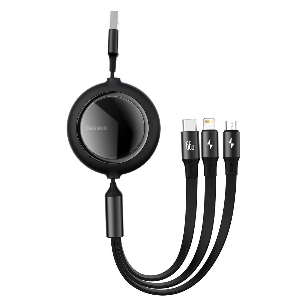 Hurtownia GSM - USB kabel 3w1 Baseus Bright Mirror, USB na micro USB / USB-C / Lightning, 66W, 1.2m (černý) - BSU2797BLK - {ean13} - Hurt