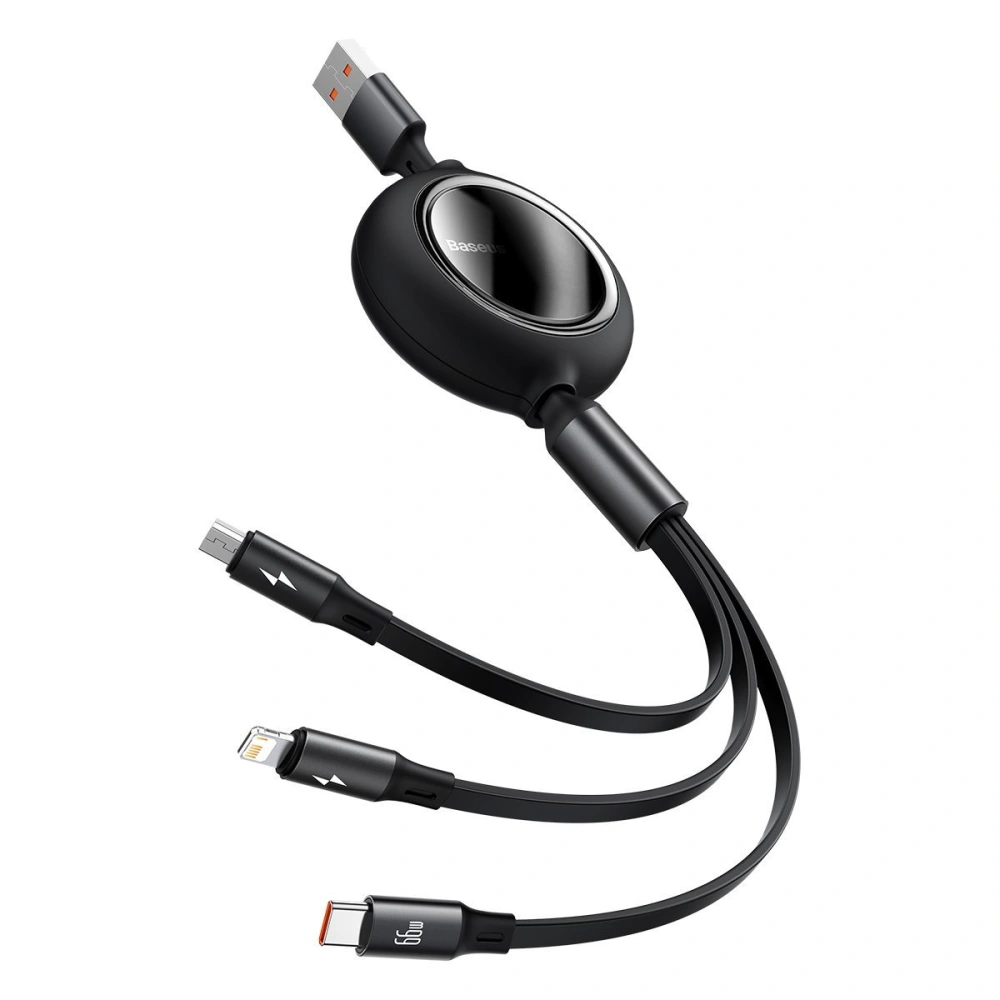 Hurtownia GSM - USB kabel 3w1 Baseus Bright Mirror, USB na micro USB / USB-C / Lightning, 66W, 1.2m (černý) - BSU2797BLK - {ean13} - Hurt