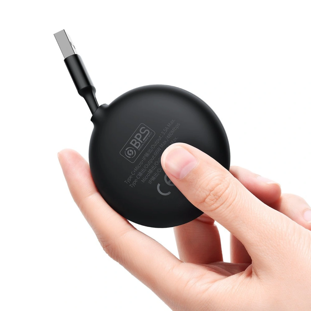 Hurtownia GSM - USB kabel 3w1 Baseus Bright Mirror, USB na micro USB / USB-C / Lightning, 66W, 1.2m (černý) - BSU2797BLK - {ean13} - Hurt