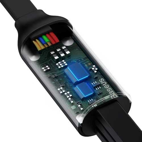 Kabel USB 3w1 Baseus Bright Mirror, USB do micro USB / USB-C / Lightning, 66W, 1.2m (czarny)