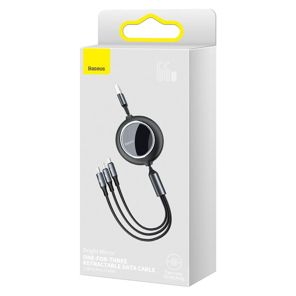 Hurtownia GSM - USB kabel 3w1 Baseus Bright Mirror, USB na micro USB / USB-C / Lightning, 66W, 1.2m (černý) - BSU2797BLK - {ean13} - Hurt