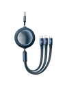Kabel USB 3w1 Baseus Bright Mirror, USB do micro USB / USB-C / Lightning, 66W, 1.2m (niebieski)