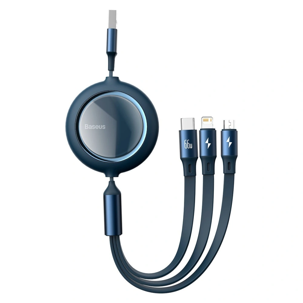 Hurtownia GSM - Kabel USB 3w1 Baseus Bright Mirror, USB do micro USB / USB-C / Lightning, 66W, 1.2m (modrý) - BSU2798BLU - {ean13} - Hurt