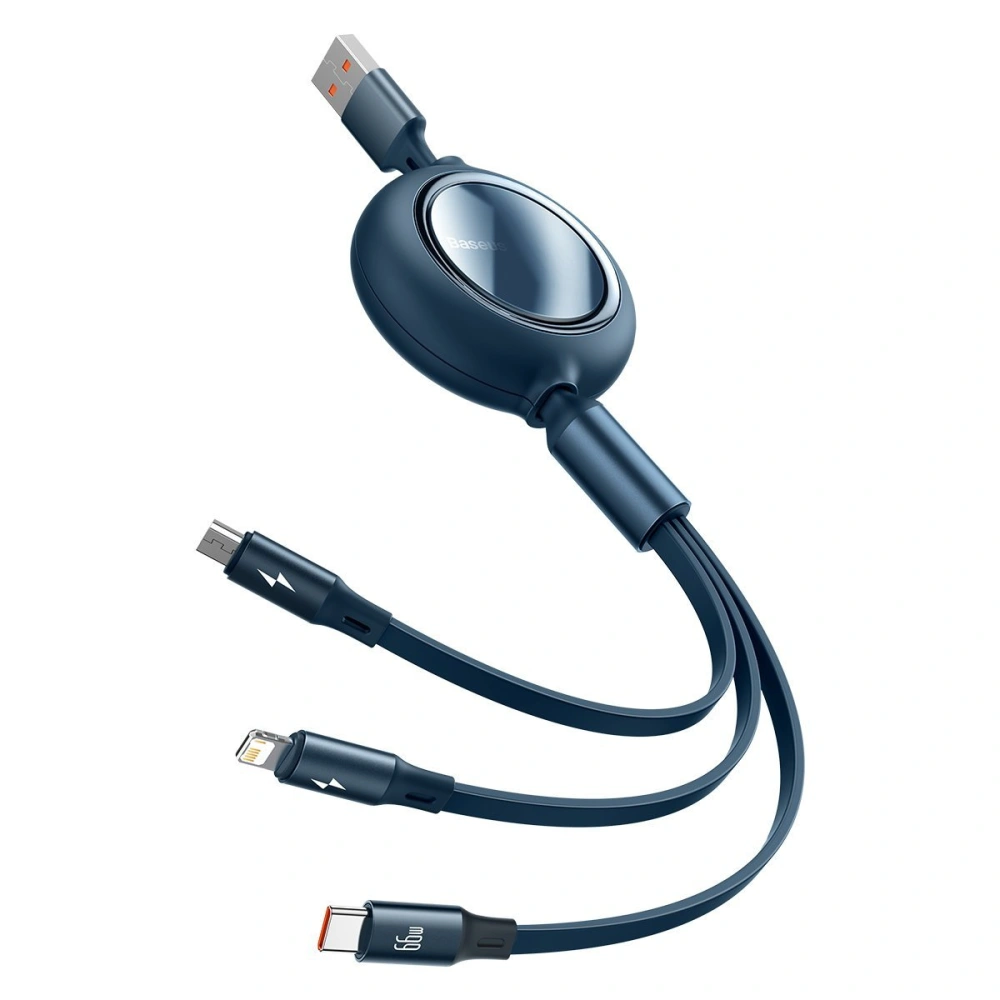 Hurtownia GSM - Kabel USB 3w1 Baseus Bright Mirror, USB do micro USB / USB-C / Lightning, 66W, 1.2m (modrý) - BSU2798BLU - {ean13} - Hurt