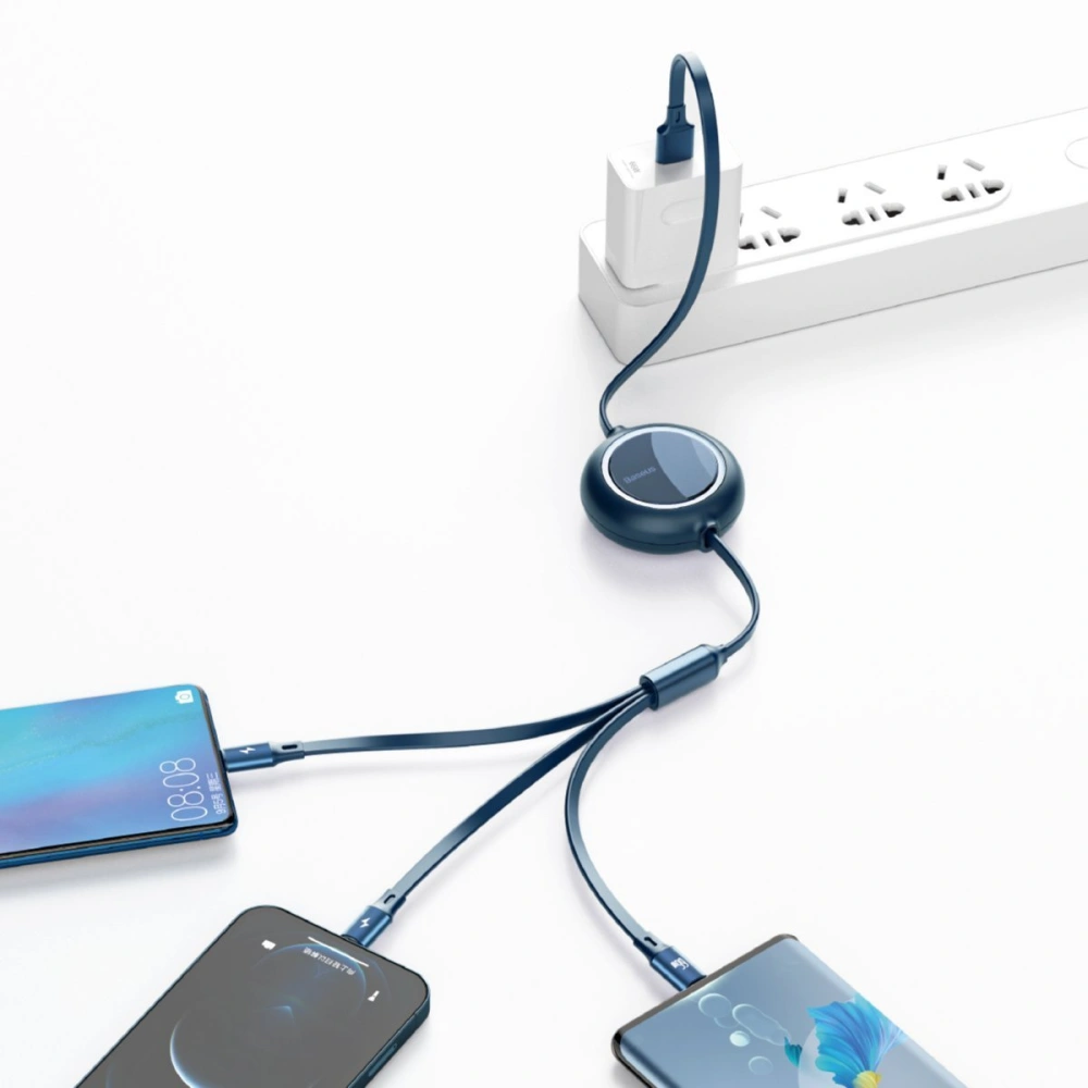 Hurtownia GSM - Kabel USB 3w1 Baseus Bright Mirror, USB do micro USB / USB-C / Lightning, 66W, 1.2m (modrý) - BSU2798BLU - {ean13} - Hurt