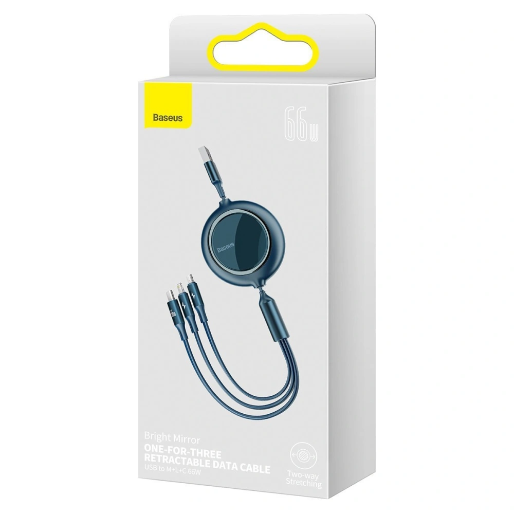 Hurtownia GSM - Kabel USB 3w1 Baseus Bright Mirror, USB do micro USB / USB-C / Lightning, 66W, 1.2m (modrý) - BSU2798BLU - {ean13} - Hurt