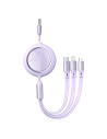 Kabel USB 3w1 Baseus Bright Mirror, USB do micro USB / USB-C / Lightning, 66W, 1.2m (fialový)