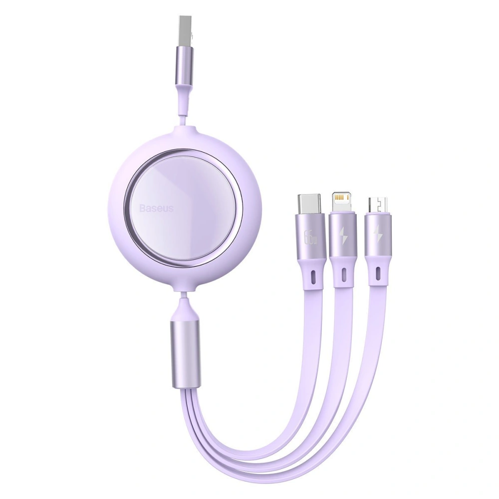 Hurtownia GSM - Kabel USB 3w1 Baseus Bright Mirror, USB do micro USB / USB-C / Lightning, 66W, 1.2m (fioletowy) - BSU2799PRP - {ean13} - Hurt