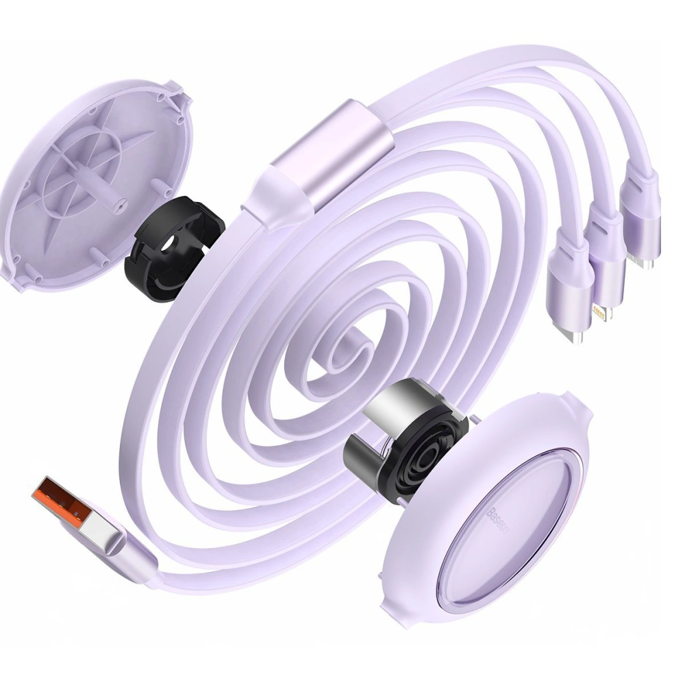 Hurtownia GSM - Kabel USB 3w1 Baseus Bright Mirror, USB do micro USB / USB-C / Lightning, 66W, 1.2m (fioletowy) - BSU2799PRP - {ean13} - Hurt