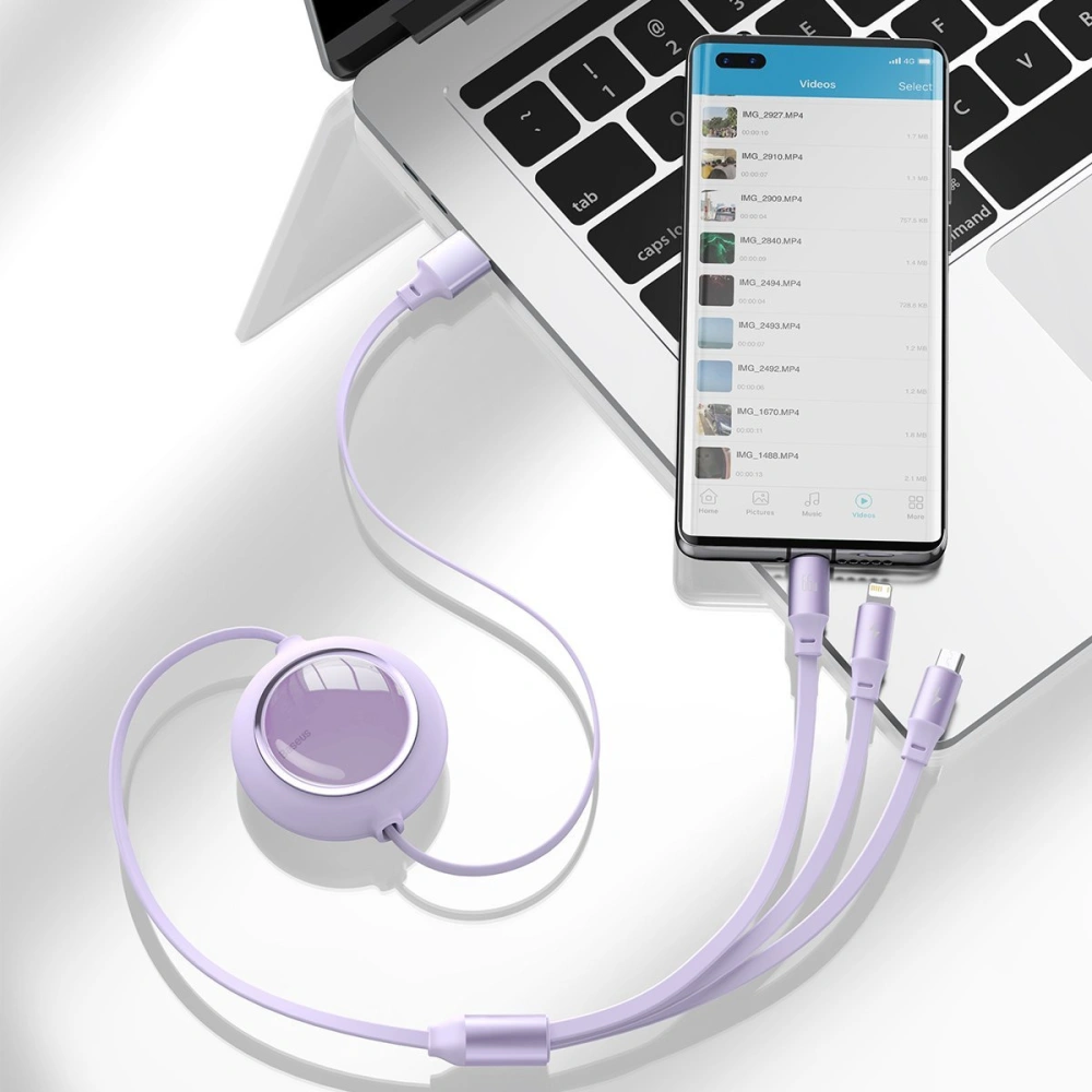 Hurtownia GSM - Kabel USB 3w1 Baseus Bright Mirror, USB do micro USB / USB-C / Lightning, 66W, 1.2m (fioletowy) - BSU2799PRP - {ean13} - Hurt