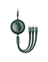 Kabel USB 3w1 Baseus Bright Mirror, USB do micro USB / USB-C / Lightning, 66W, 1.2m (zelená)