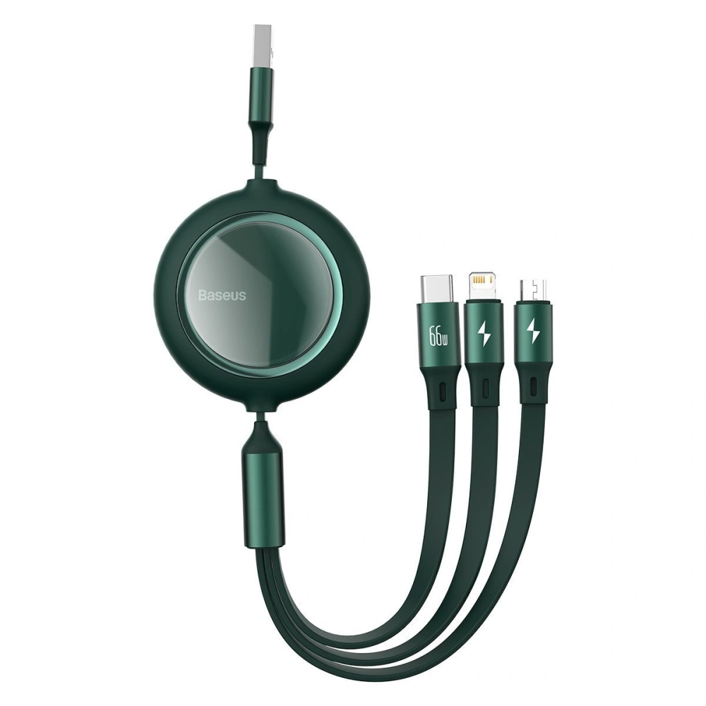 Hurtownia GSM - Kabel USB 3w1 Baseus Bright Mirror, USB do micro USB / USB-C / Lightning, 66W, 1.2m (zelená) - BSU2800GRN - {ean13} - Hurt