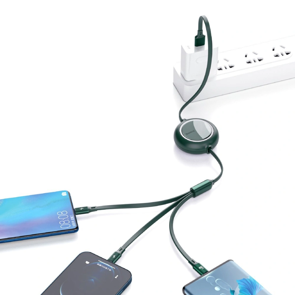 Hurtownia GSM - Kabel USB 3w1 Baseus Bright Mirror, USB do micro USB / USB-C / Lightning, 66W, 1.2m (zelená) - BSU2800GRN - {ean13} - Hurt