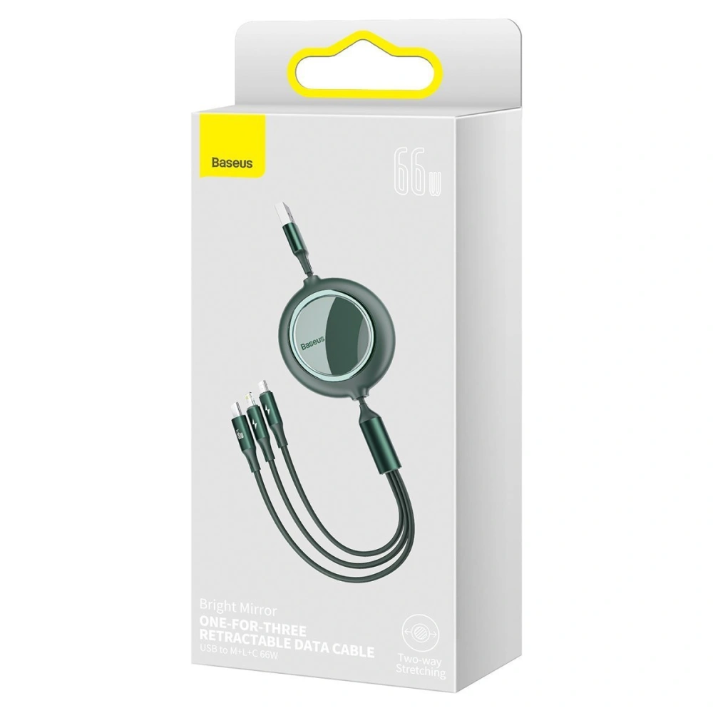 Hurtownia GSM - Kabel USB 3w1 Baseus Bright Mirror, USB do micro USB / USB-C / Lightning, 66W, 1.2m (zelená) - BSU2800GRN - {ean13} - Hurt