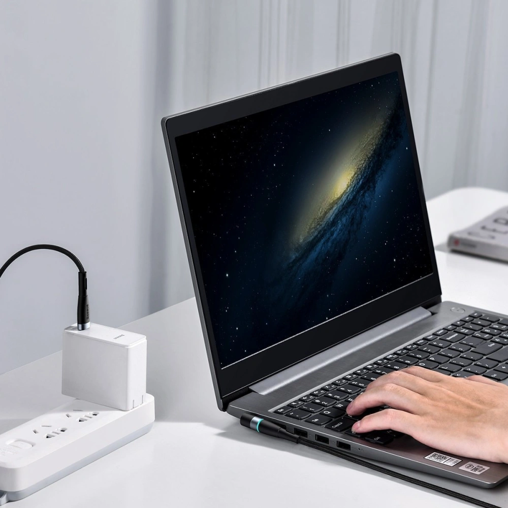Hurtownia GSM - Magnetický kabel Baseus Zinc Magnetic, USB-C na DC konektor 4x1,7mm, 100W, PD, 2m, úhlový (černý) - BSU2802BLK - {ean13} - Hurt