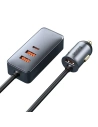 Hurtownia GSM - Ładowarka samochodowa Baseus Share Together z przedłużaczem, 3x USB, USB-C, 120W (szara) - BSU2803GRY - {ean13} - Hurt
