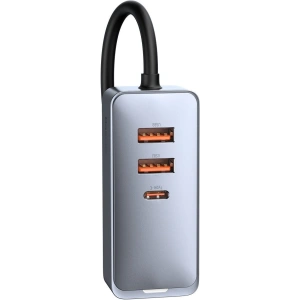 Hurtownia GSM - Ładowarka samochodowa Baseus Share Together z przedłużaczem, 3x USB, USB-C, 120W (szara) - BSU2803GRY - {ean13} - Hurt
