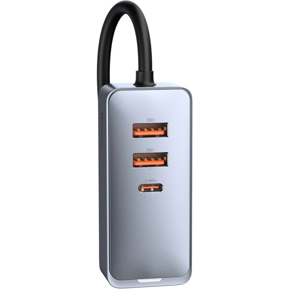 Hurtownia GSM - Automobilová nabíječka Baseus Share Together s prodlužovačem, 3x USB, USB-C, 120W (šedá) - BSU2803GRY - {ean13} - Hurt
