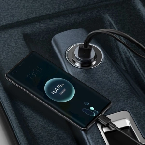 Hurtownia GSM - Ładowarka samochodowa Baseus Share Together z przedłużaczem, 3x USB, USB-C, 120W (szara) - BSU2803GRY - {ean13} - Hurt