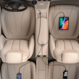 Hurtownia GSM - Automobilová nabíječka Baseus Share Together s prodlužovačem, 3x USB, USB-C, 120W (šedá) - BSU2803GRY - {ean13} - Hurt