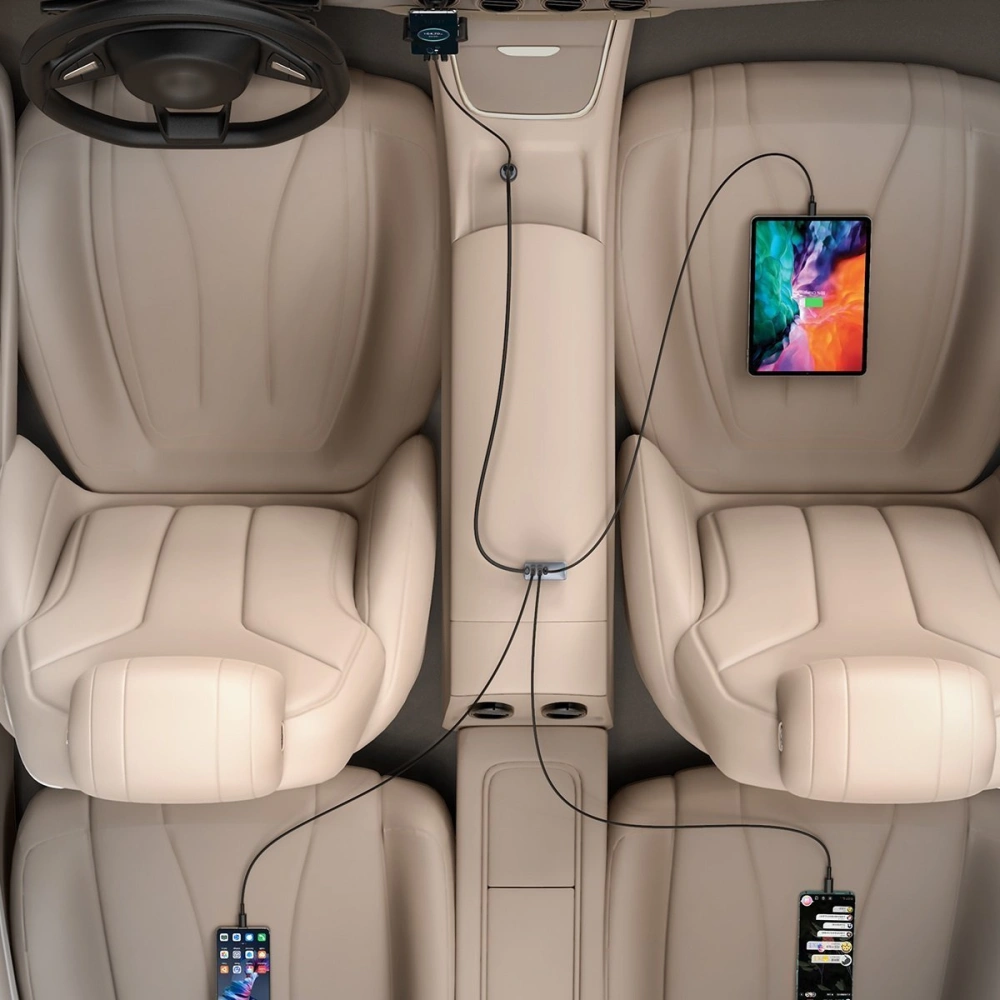 Hurtownia GSM - Automobilová nabíječka Baseus Share Together s prodlužovačem, 3x USB, USB-C, 120W (šedá) - BSU2803GRY - {ean13} - Hurt