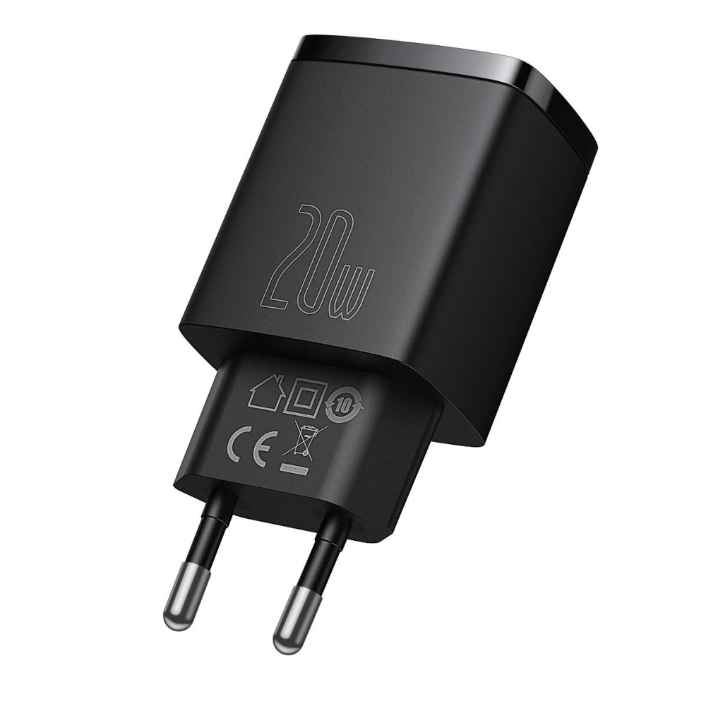 Hurtownia GSM - Ładowarka sieciowa Baseus Compact Quick Charger, USB, USB-C, 20W (czarna) - BSU2804BLK - {ean13} - Hurt