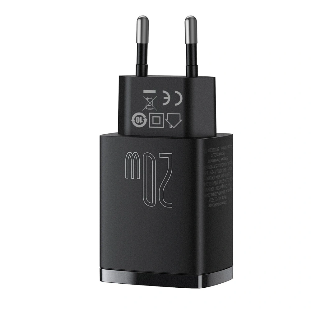 Hurtownia GSM - Ładowarka sieciowa Baseus Compact Quick Charger, USB, USB-C, 20W (czarna) - BSU2804BLK - {ean13} - Hurt