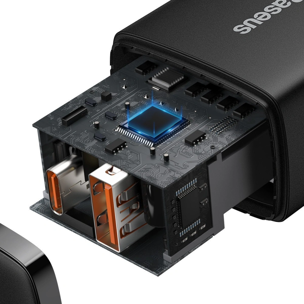 Hurtownia GSM - Ładowarka sieciowa Baseus Compact Quick Charger, USB, USB-C, 20W (czarna) - BSU2804BLK - {ean13} - Hurt
