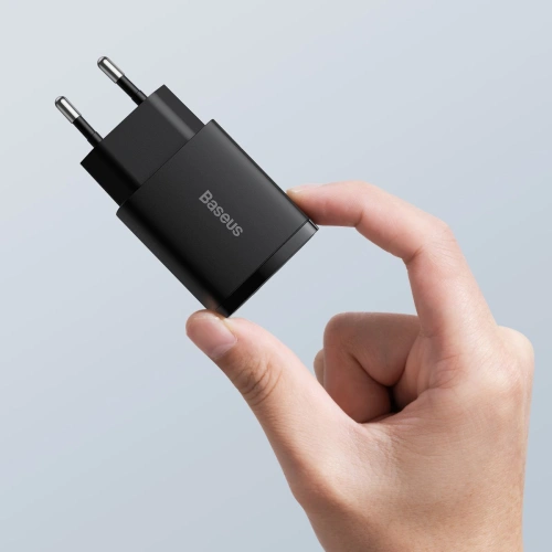 Ładowarka sieciowa Baseus Compact Quick Charger, USB, USB-C, 20W (czarna)