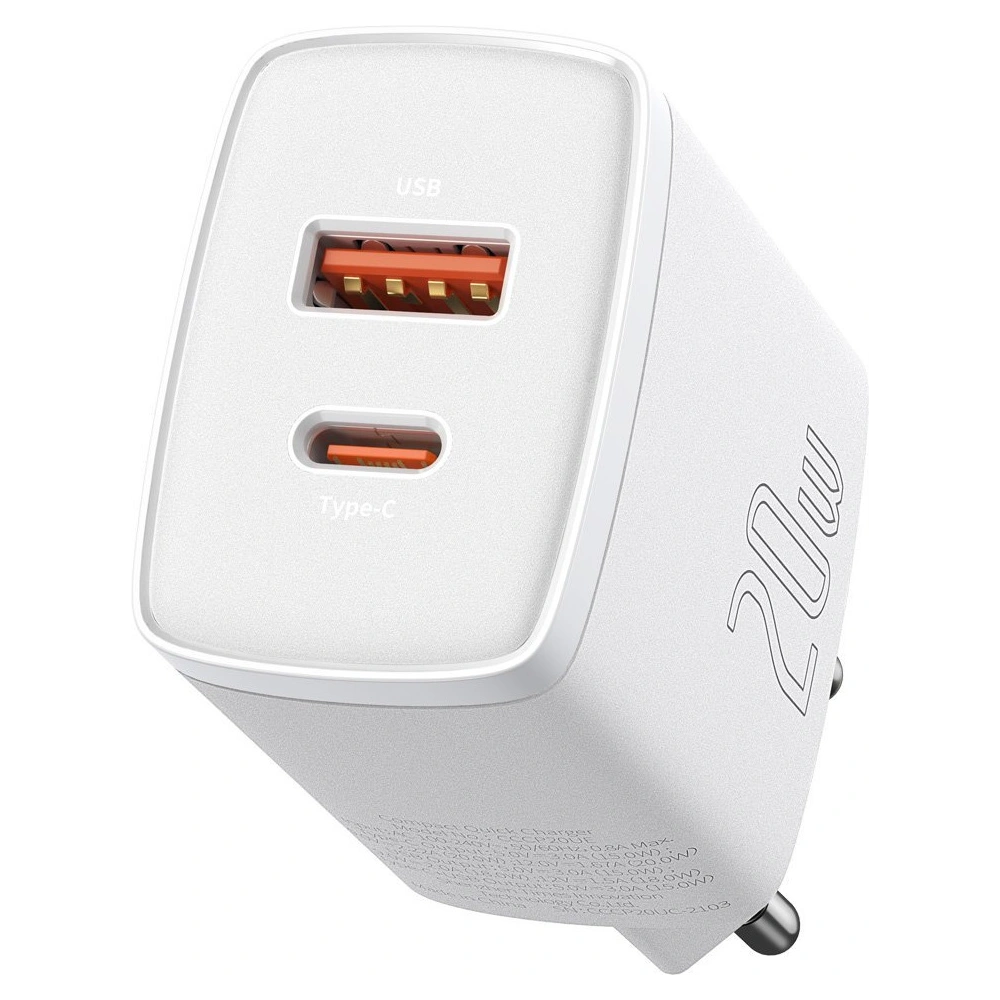 Hurtownia GSM - Ładowarka sieciowa Baseus Compact Quick Charger, USB, USB-C, 20W (biała) - BSU2805WHT - {ean13} - Hurt