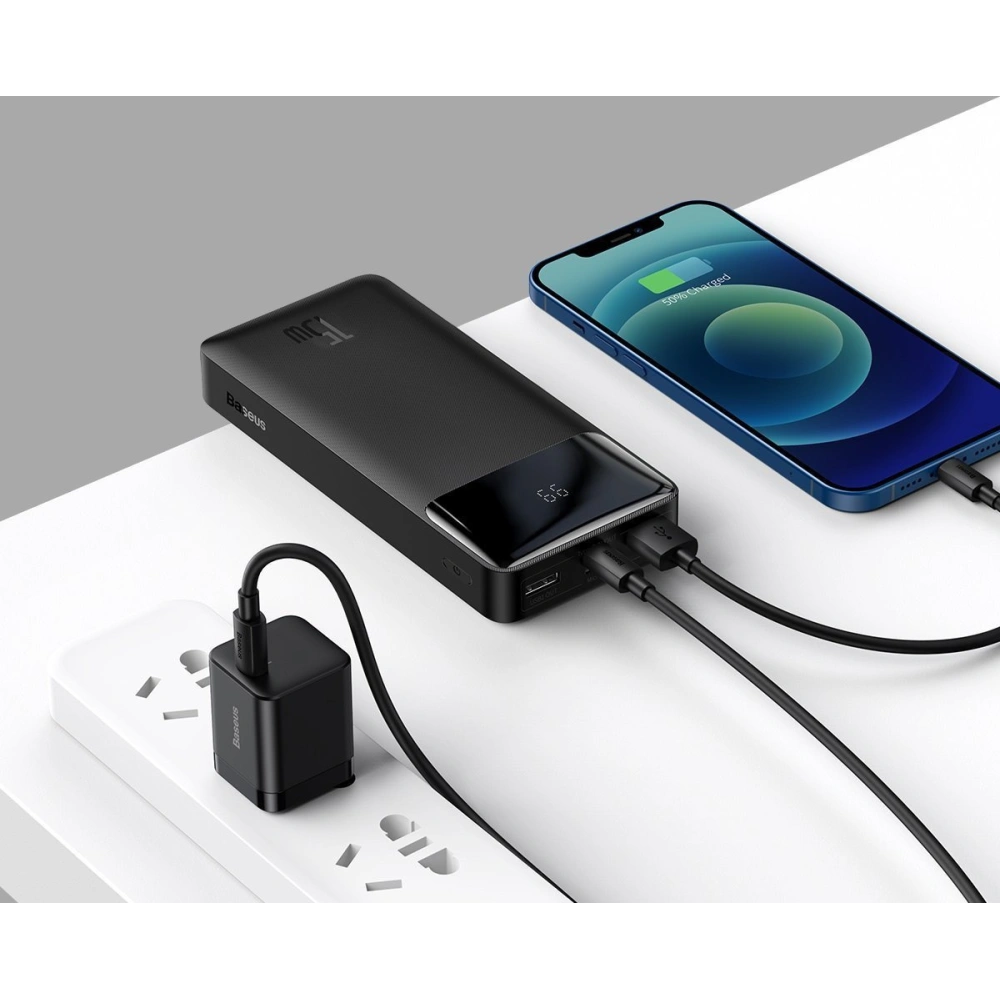 Hurtownia GSM - PowerBank Baseus Bipow 20000mAh, 2xUSB, USB-C, 15W (černý) - BSU2806BLK - {ean13} - Hurt