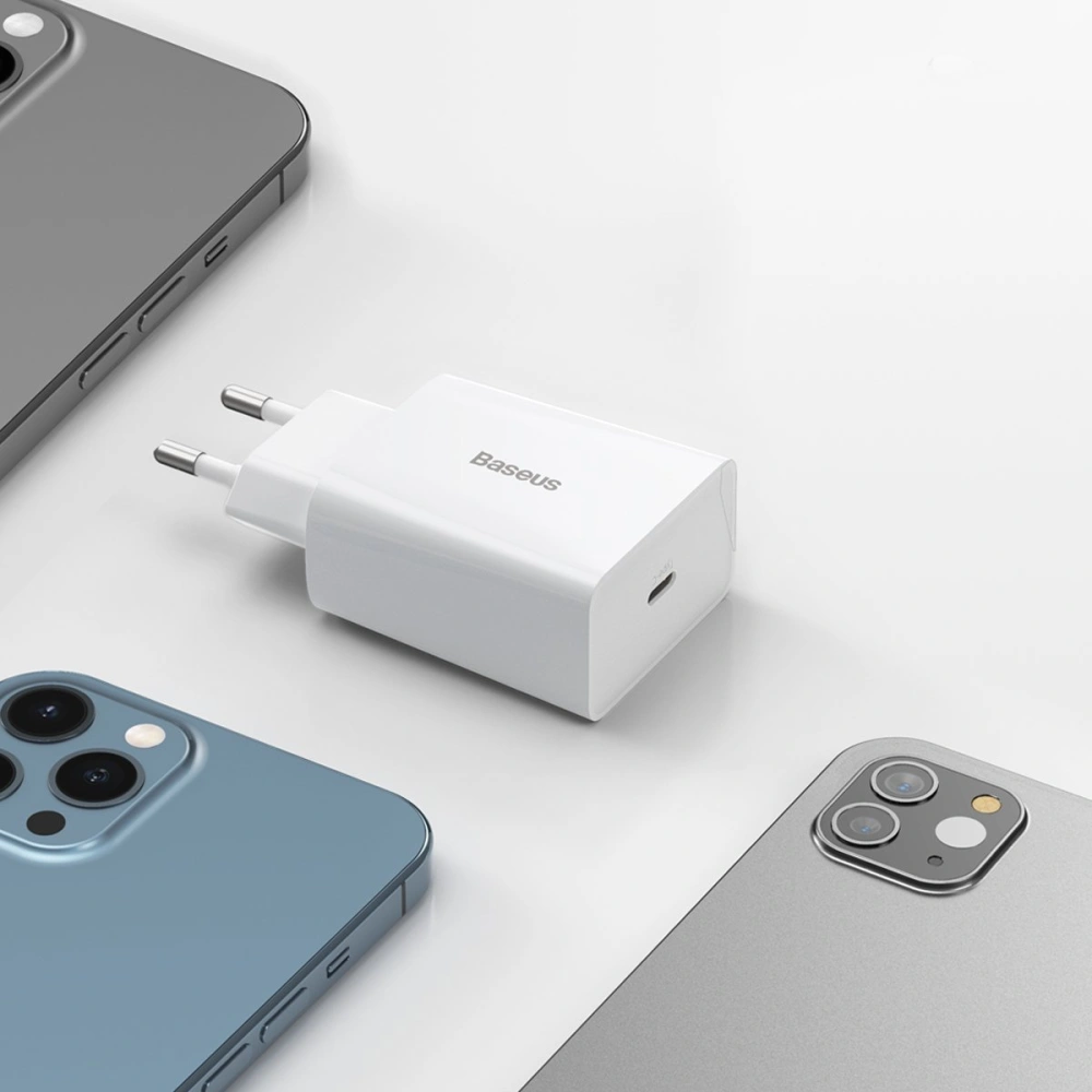 Hurtownia GSM - Síťová nabíječka Baseus Speed Mini Quick Charger, USB-C, PD, 3A, 20W (bílá) - BSU2808WHT - {ean13} - Hurt