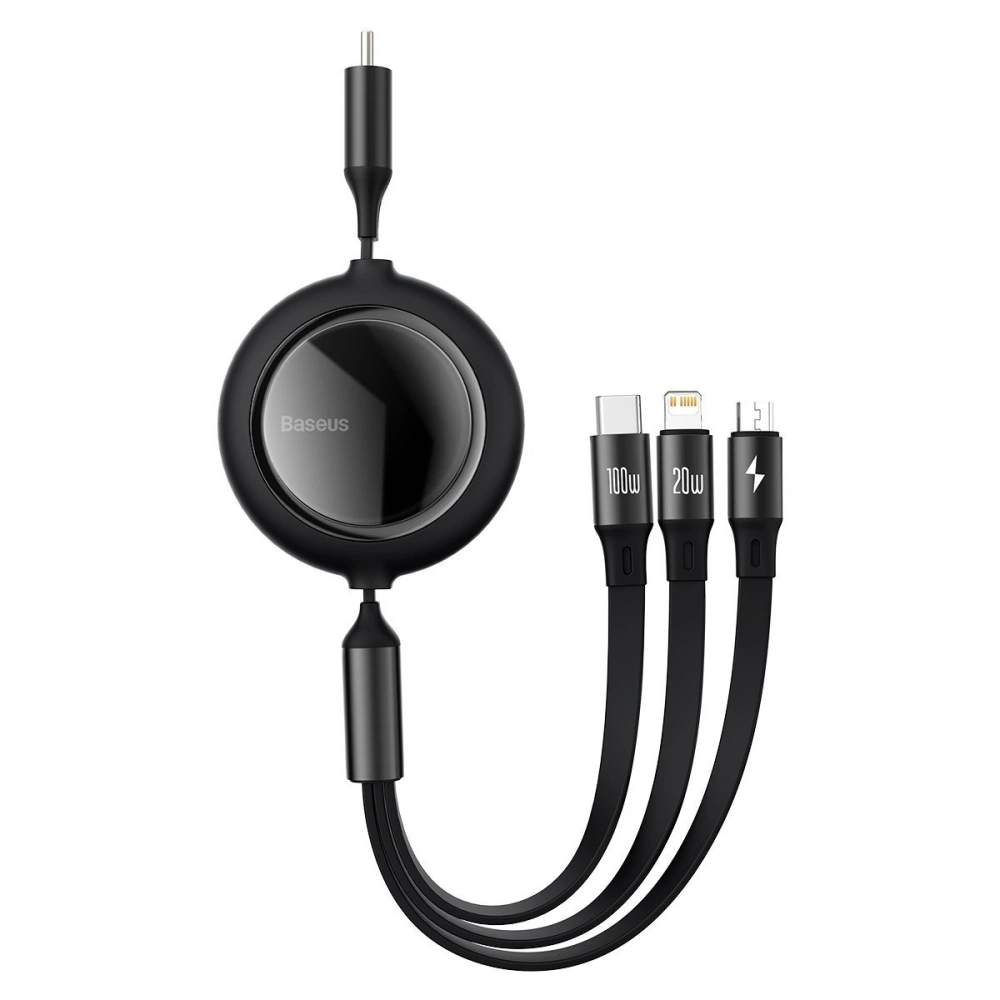 Hurtownia GSM - Kabel USB 3w1 Baseus Bright Mirror, USB do micro USB / USB-C / Lightning, 100W, 1.2m (černý) - BSU2809BLK - {ean13} - Hurt
