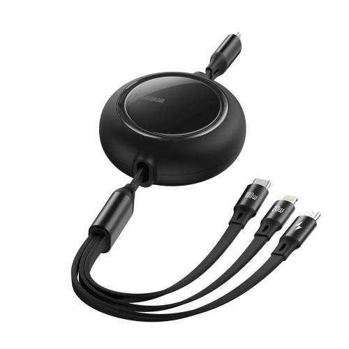 Kabel USB 3w1 Baseus Bright Mirror, USB do micro USB / USB-C / Lightning, 100W, 1.2m (czarny)
