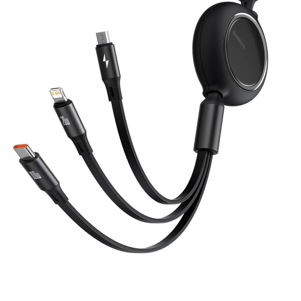 Hurtownia GSM - Kabel USB 3w1 Baseus Bright Mirror, USB do micro USB / USB-C / Lightning, 100W, 1.2m (černý) - BSU2809BLK - {ean13} - Hurt