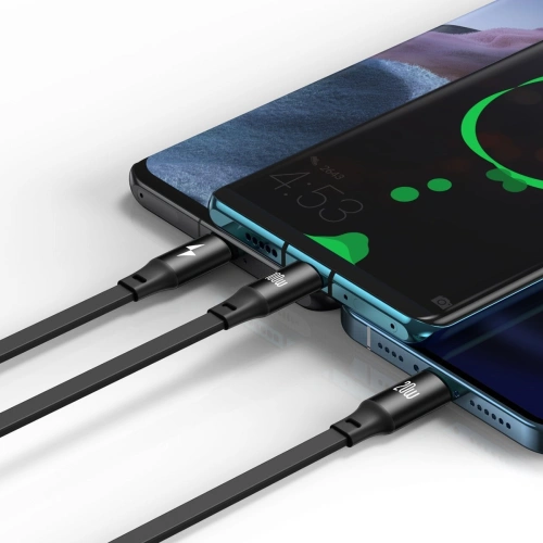 Kabel USB 3w1 Baseus Bright Mirror, USB do micro USB / USB-C / Lightning, 100W, 1.2m (czarny)